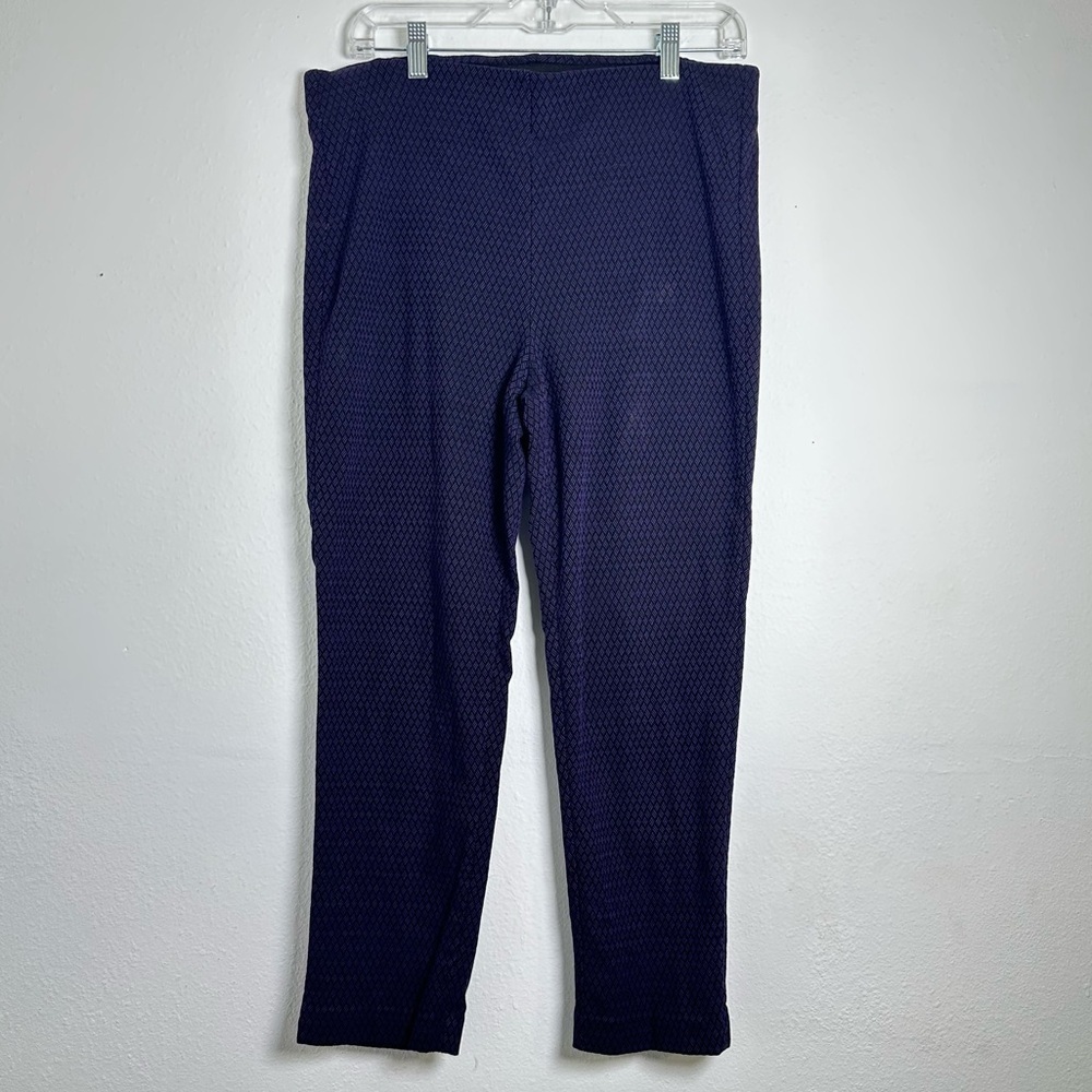 Chico's Pull On Ankle Pants Elastic Waist Purple and black Texture - Picture 2 of 14